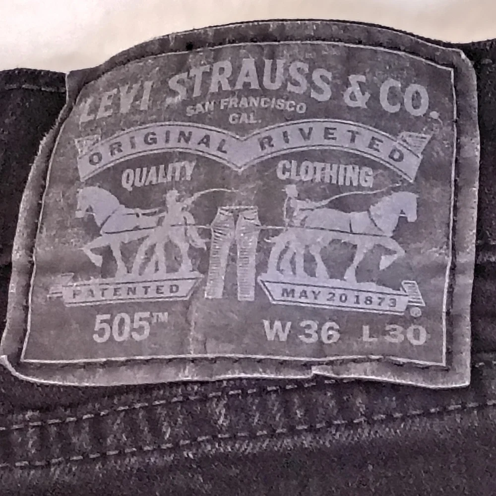 Levis 505 Regular Fit Mens‎ Black Jeans Straight Leg Denim W36 L30